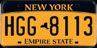 NY license plate HGG8113