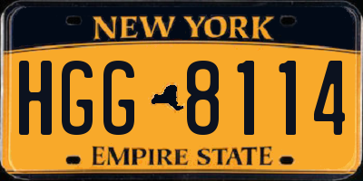 NY license plate HGG8114
