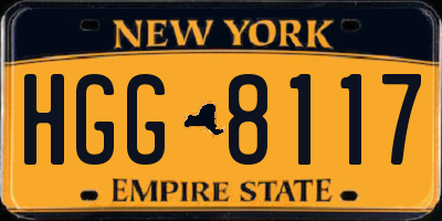 NY license plate HGG8117