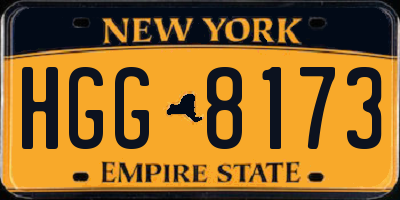 NY license plate HGG8173