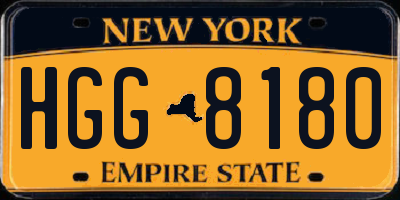 NY license plate HGG8180