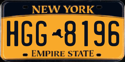 NY license plate HGG8196