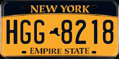 NY license plate HGG8218