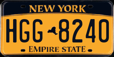 NY license plate HGG8240