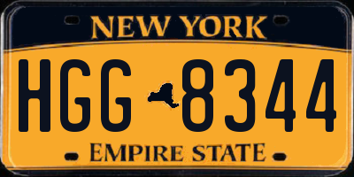 NY license plate HGG8344