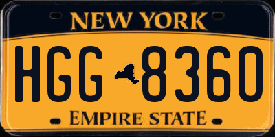 NY license plate HGG8360