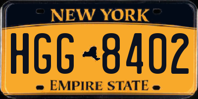 NY license plate HGG8402