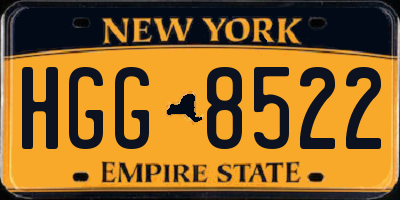 NY license plate HGG8522