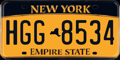 NY license plate HGG8534