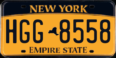 NY license plate HGG8558