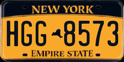 NY license plate HGG8573