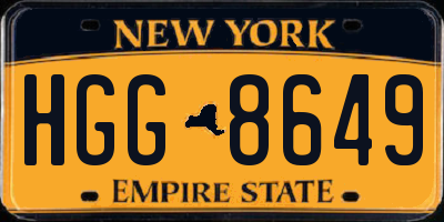 NY license plate HGG8649