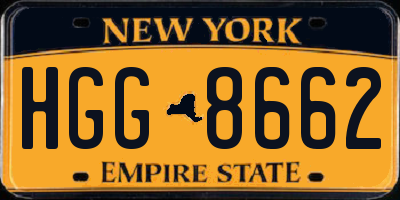 NY license plate HGG8662