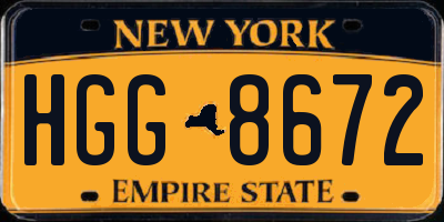 NY license plate HGG8672