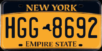 NY license plate HGG8692