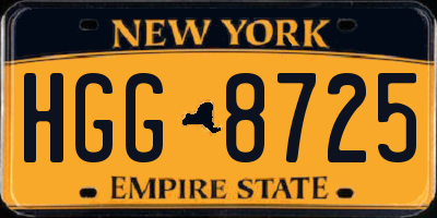 NY license plate HGG8725