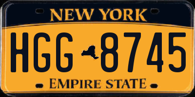 NY license plate HGG8745