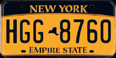 NY license plate HGG8760
