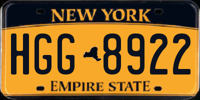 NY license plate HGG8922