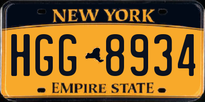 NY license plate HGG8934