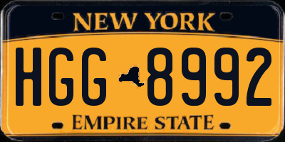NY license plate HGG8992