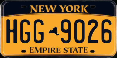 NY license plate HGG9026