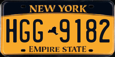 NY license plate HGG9182