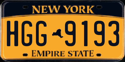 NY license plate HGG9193
