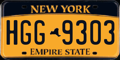 NY license plate HGG9303