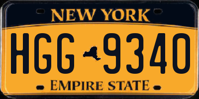 NY license plate HGG9340