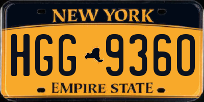 NY license plate HGG9360