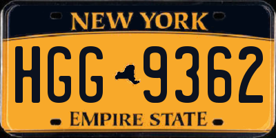 NY license plate HGG9362