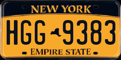 NY license plate HGG9383