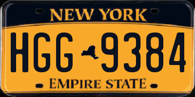 NY license plate HGG9384
