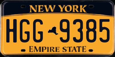 NY license plate HGG9385