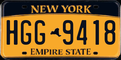 NY license plate HGG9418