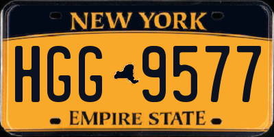 NY license plate HGG9577