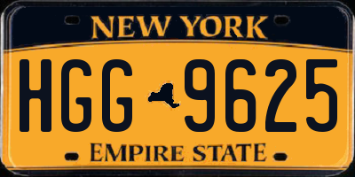 NY license plate HGG9625
