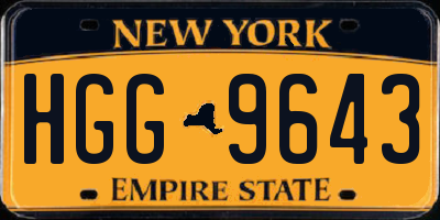 NY license plate HGG9643