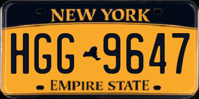 NY license plate HGG9647