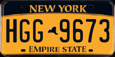 NY license plate HGG9673