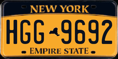 NY license plate HGG9692