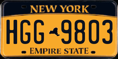 NY license plate HGG9803