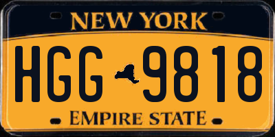 NY license plate HGG9818
