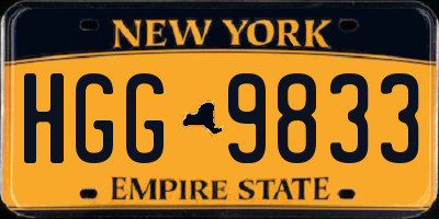NY license plate HGG9833