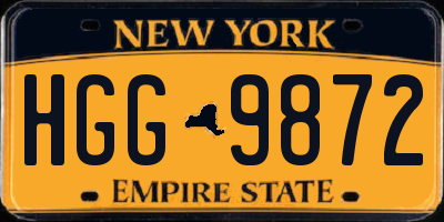 NY license plate HGG9872