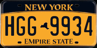 NY license plate HGG9934