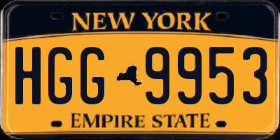 NY license plate HGG9953