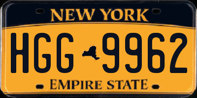 NY license plate HGG9962