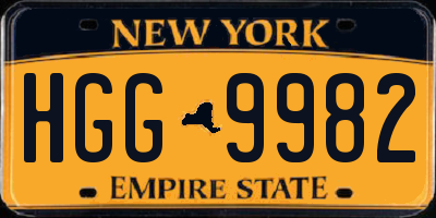 NY license plate HGG9982